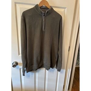 Jenny O Men's Pine Color With Blue Accent 1/4 Zip Pull- Over ~ Size XL